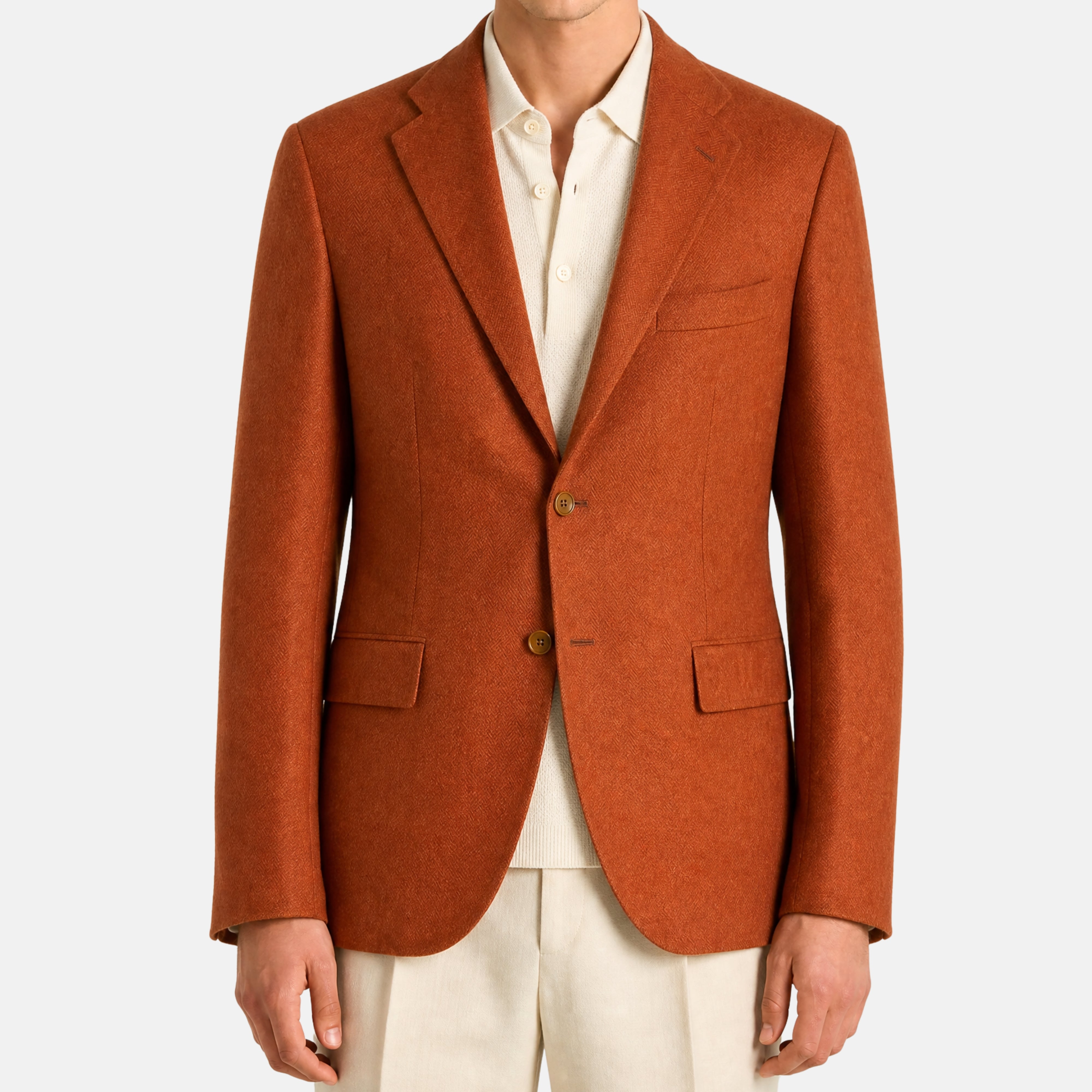 Orange Herringbone Blazer made of Cashmere (EU 52)