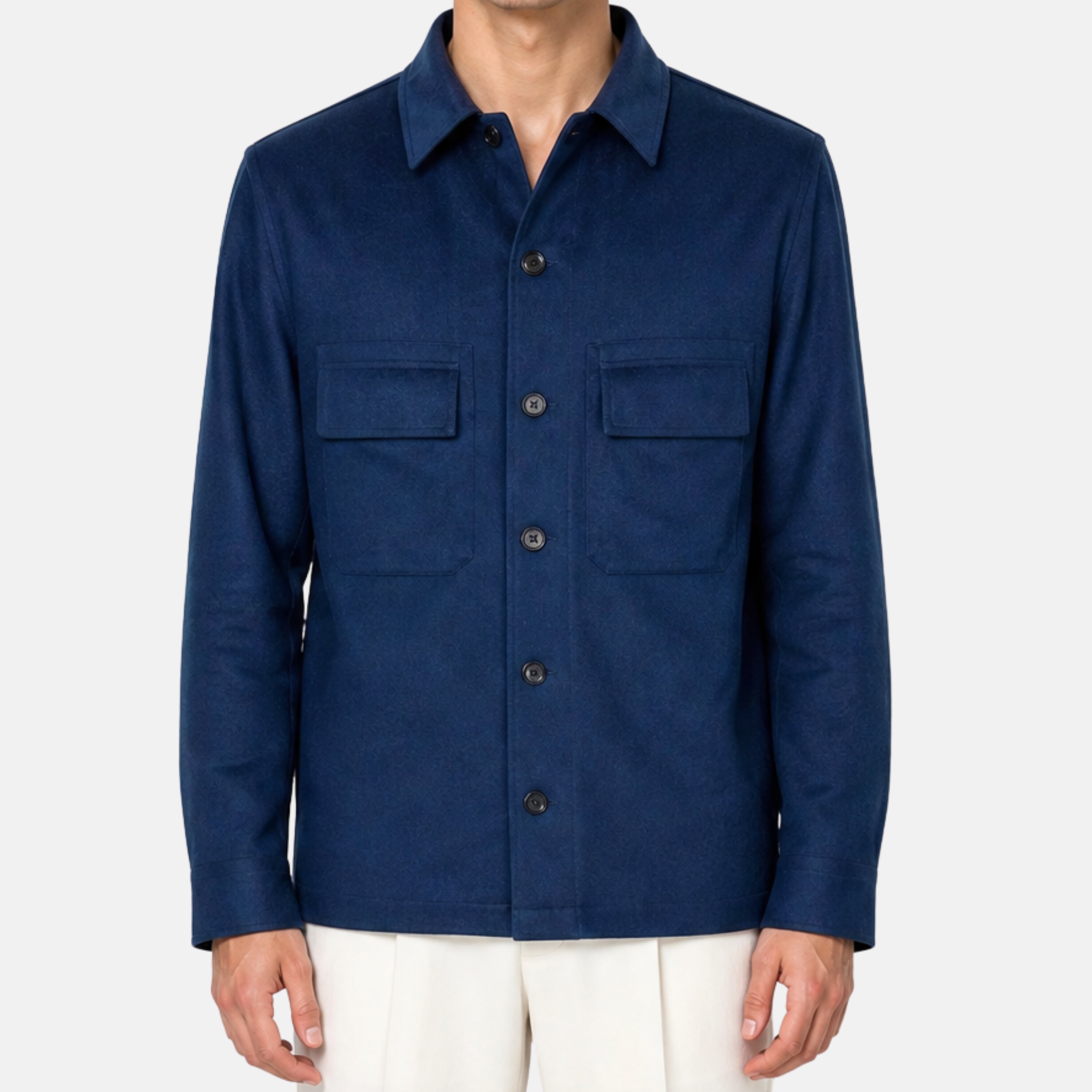 Navy Shirt Jacket made of Cashmere (L)