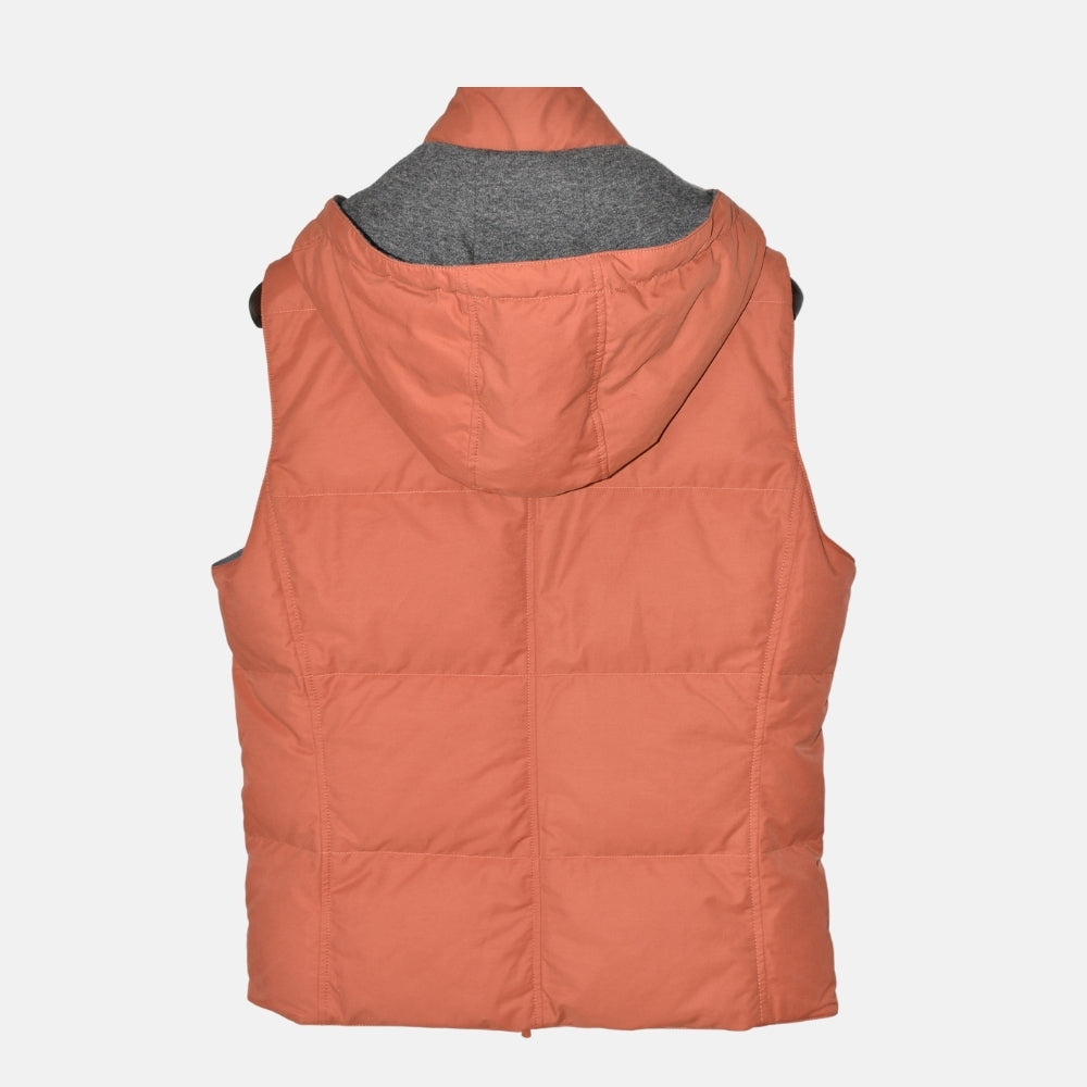 Orange/Grey Down Vest with Cashmere Details (M)