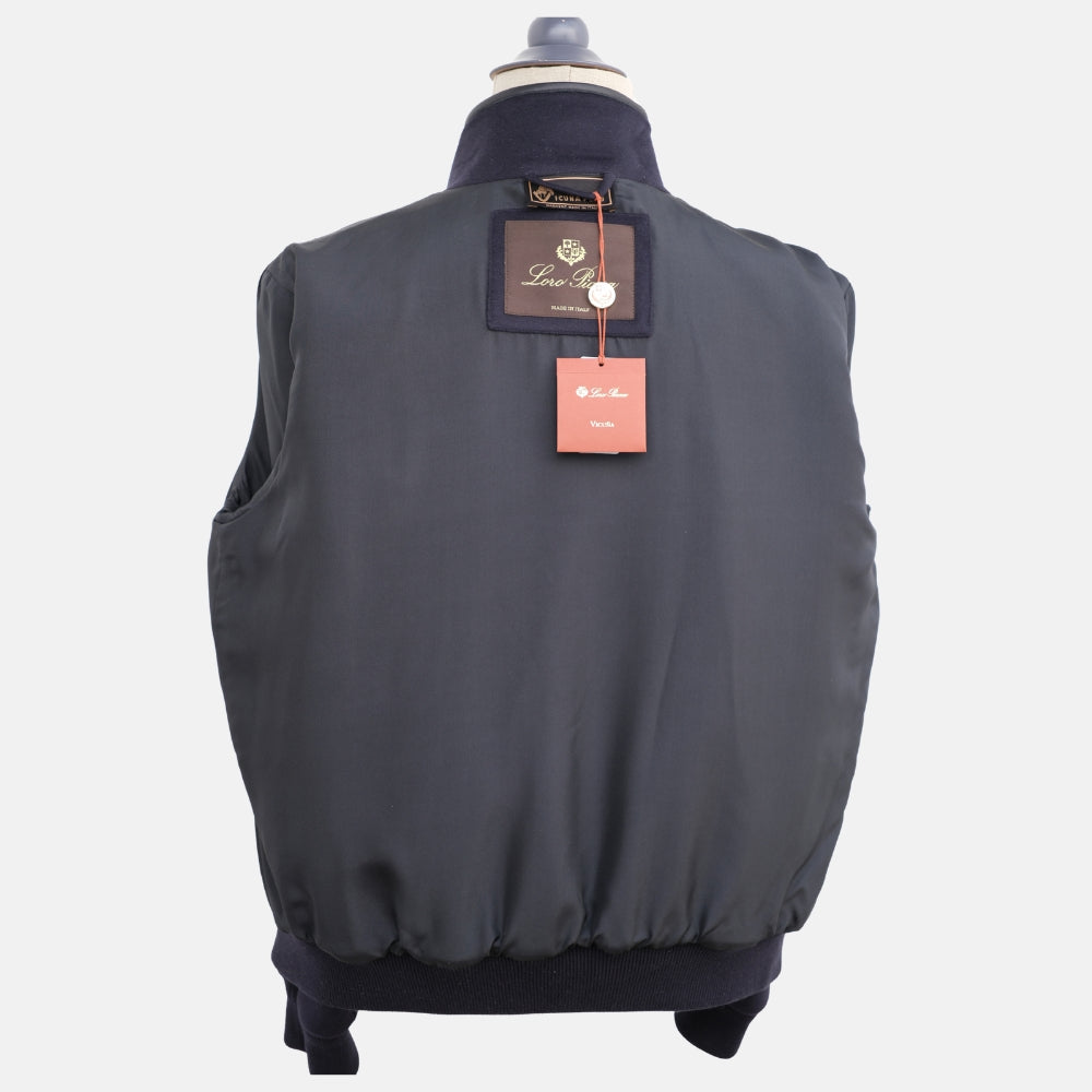Navy Blue Vicuna Bomber Jacket (EU 48, EU 54)