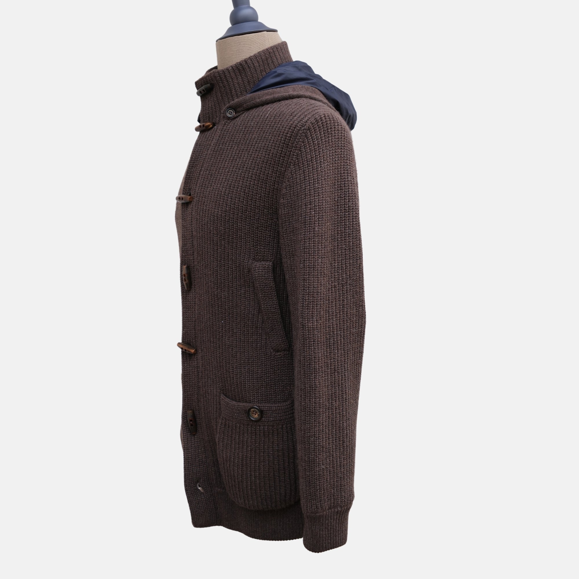 Brown Knit-Cashmere Hoodie (EU 50)