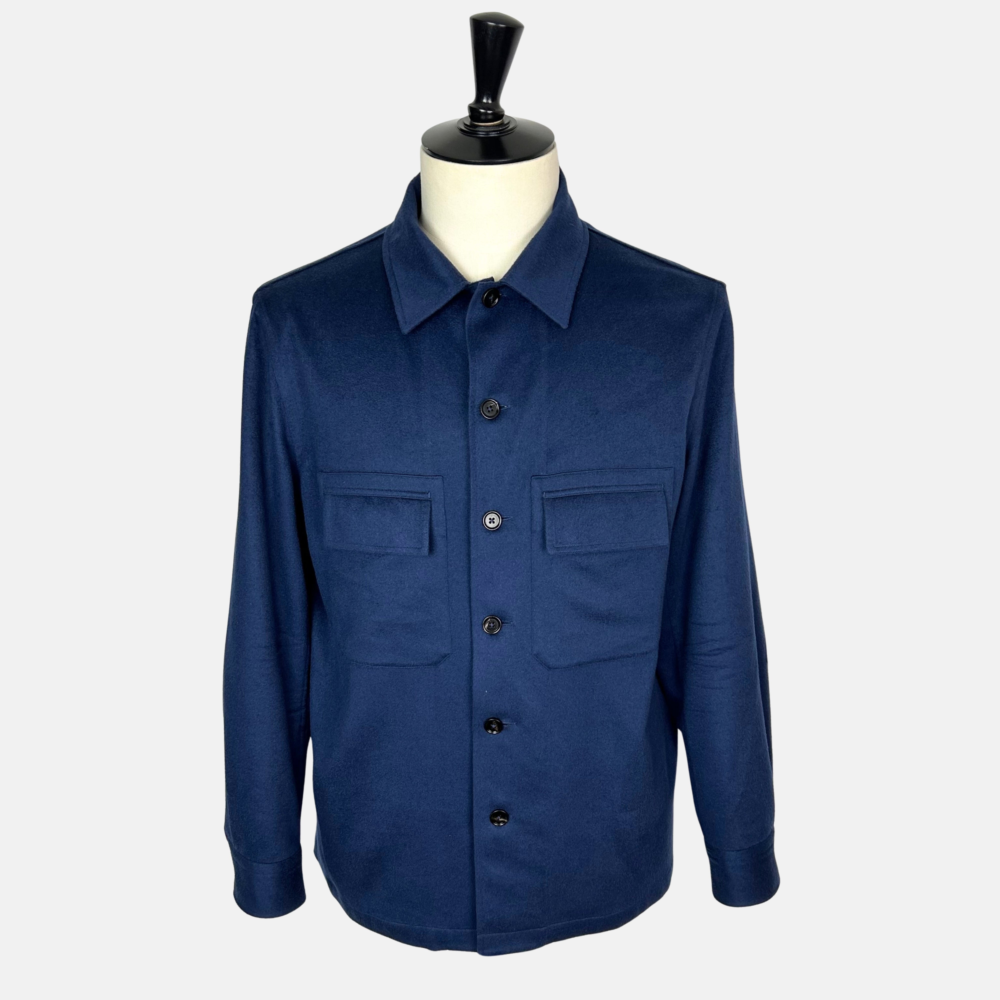 Navy Shirt Jacket made of Cashmere (L)