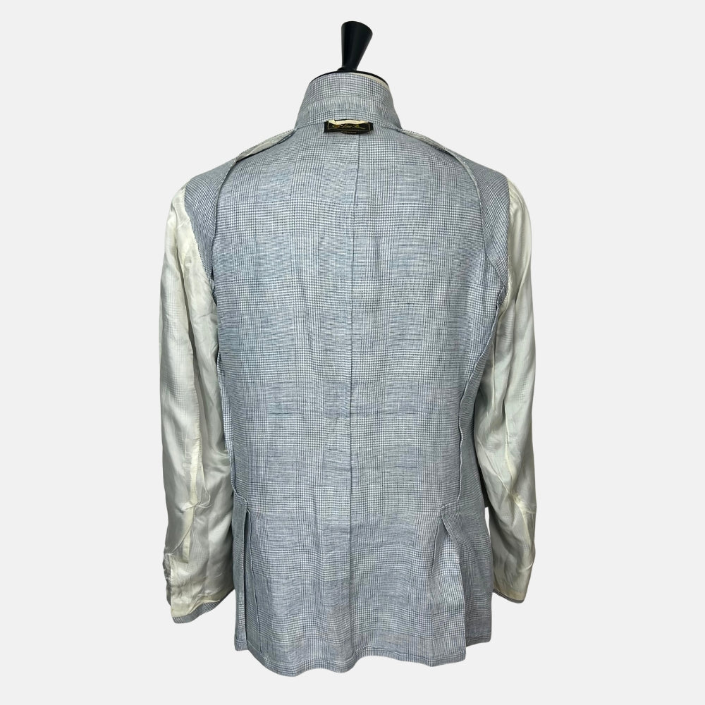 Blue Patterned Blazer made of Linen (EU 56)