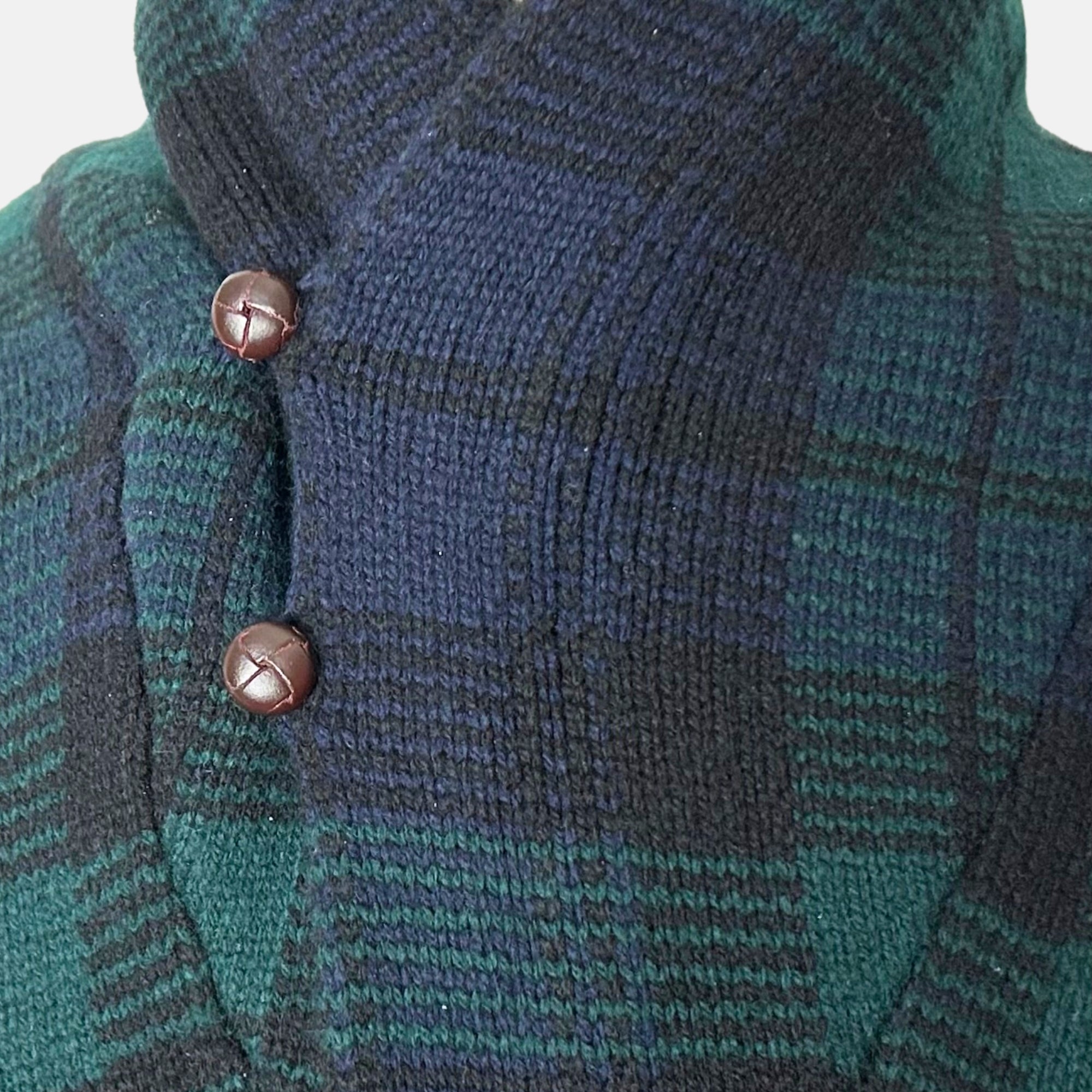 Tartan Cable Knit Cardigan made of Lambswool (S)