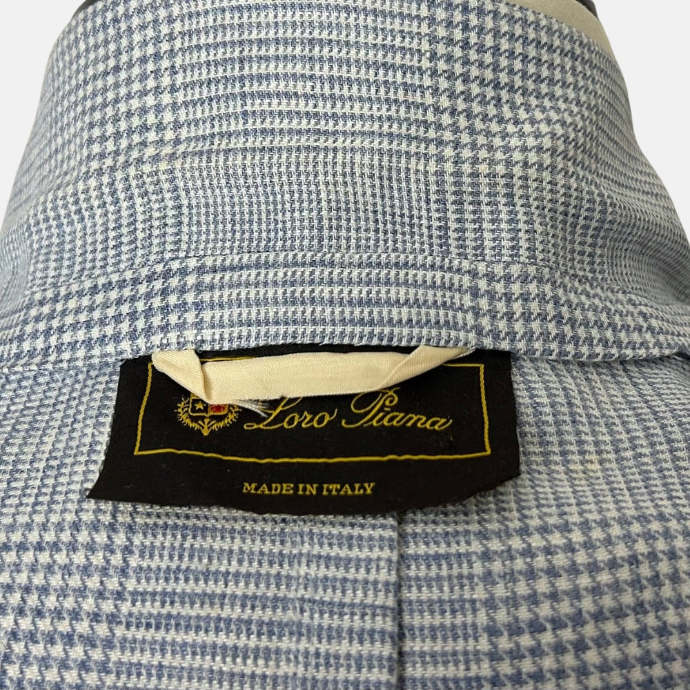 Blue Patterned Blazer made of Linen (EU 56)