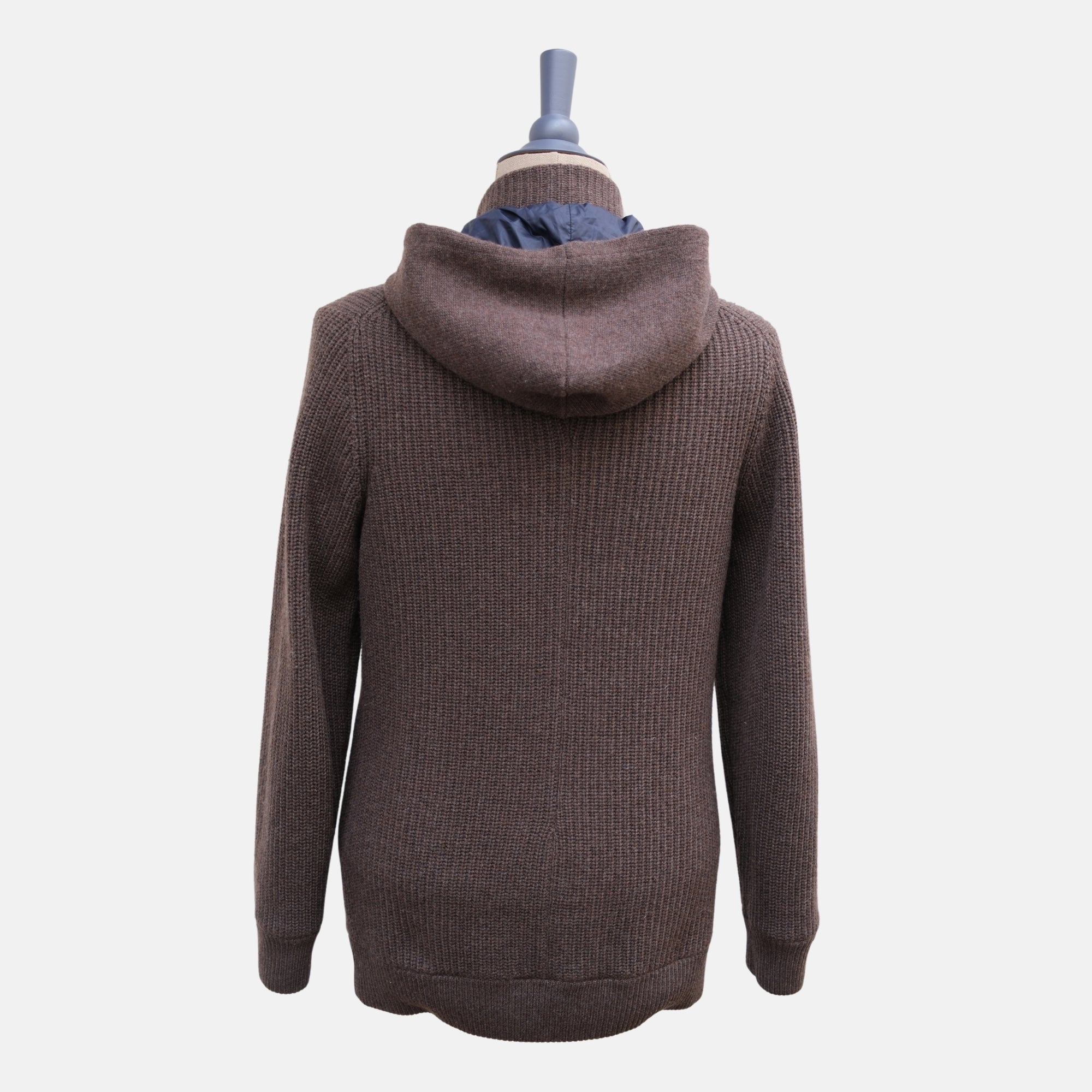 Brown Knit-Cashmere Hoodie (EU 50)