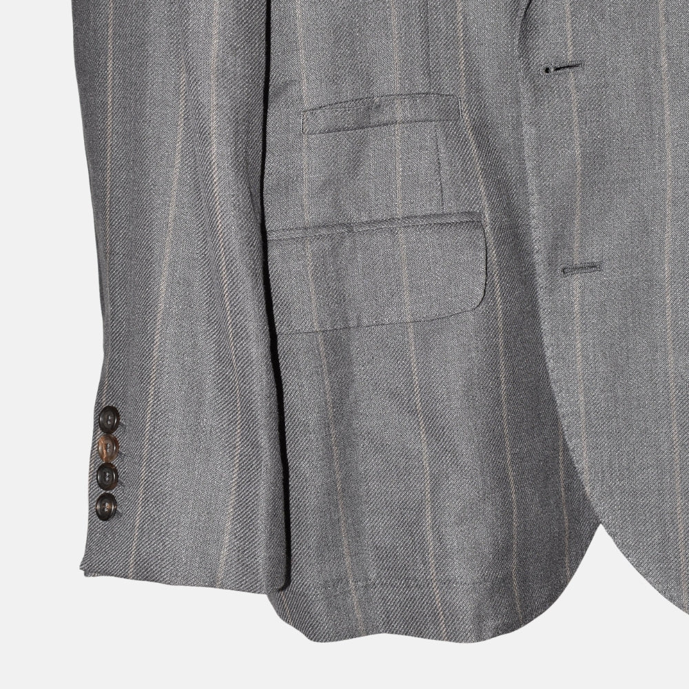 Grey Striped Blazer made of Linen/Wool/Silk (EU 54)