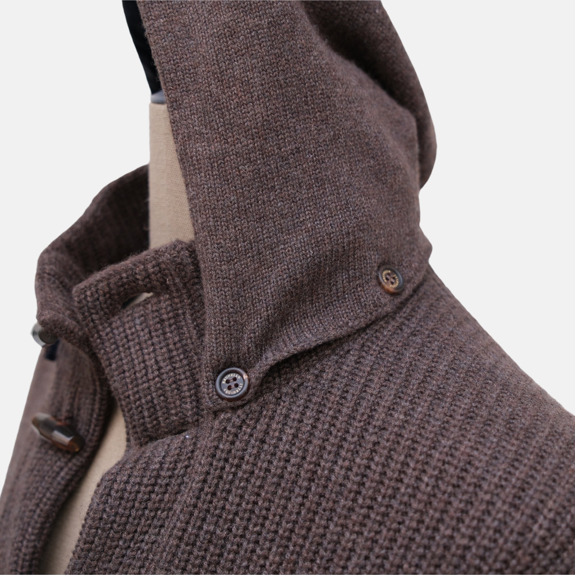 Brown Knit-Cashmere Hoodie (EU 50)