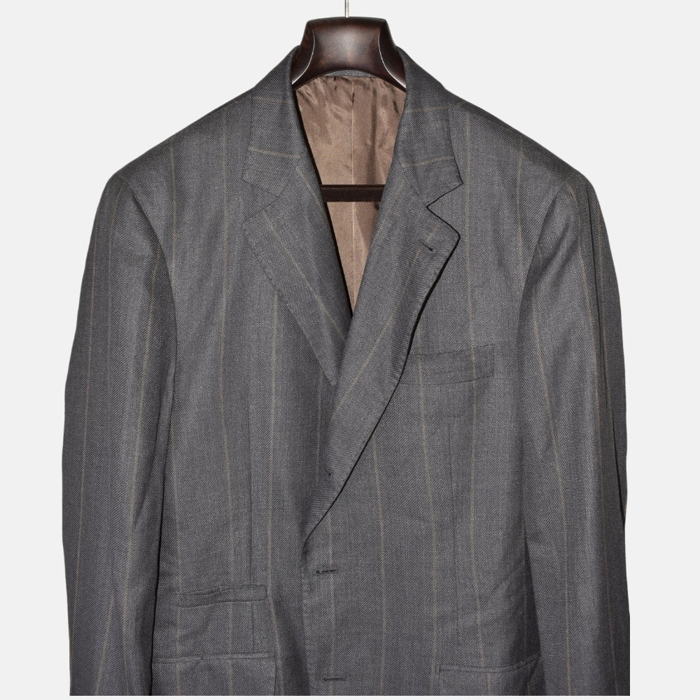 Grey Striped Blazer made of Linen/Wool/Silk (EU 54)