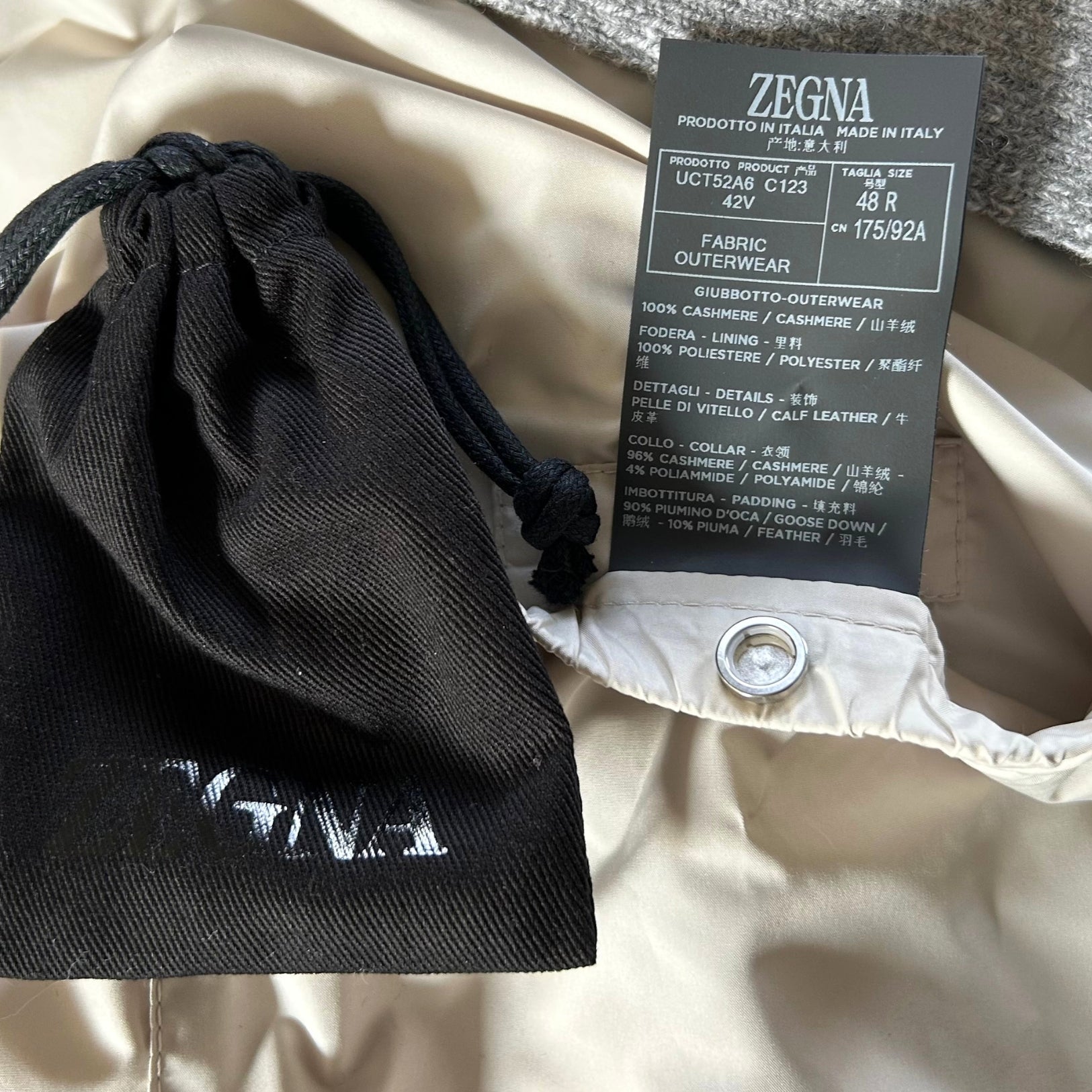 Grey Bomber Jacket made of Cashmere/Leather Details (EU 48)