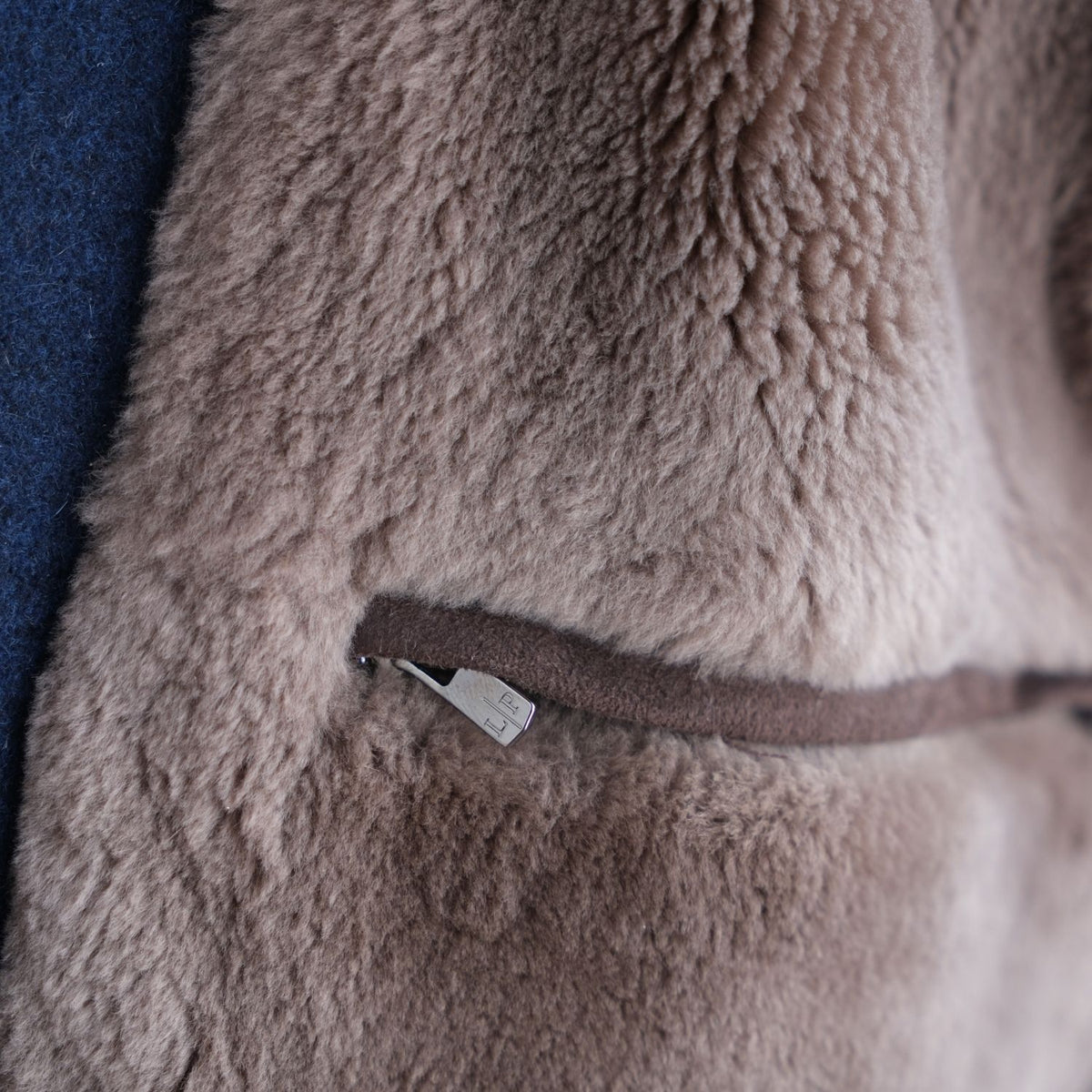 Blue Beaver Lined Cashmere Coat (M)
