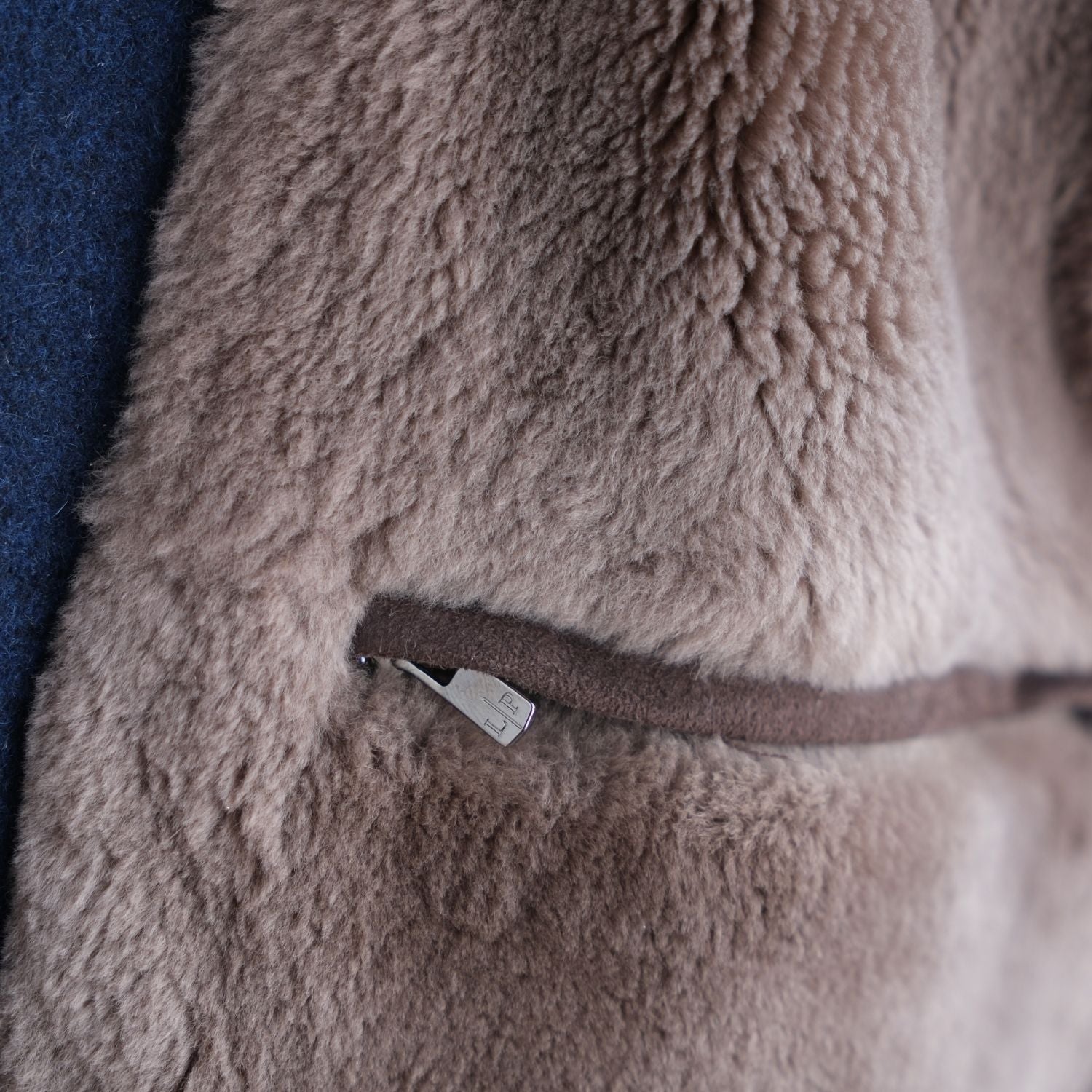 Blue Beaver Lined Cashmere Coat (M)