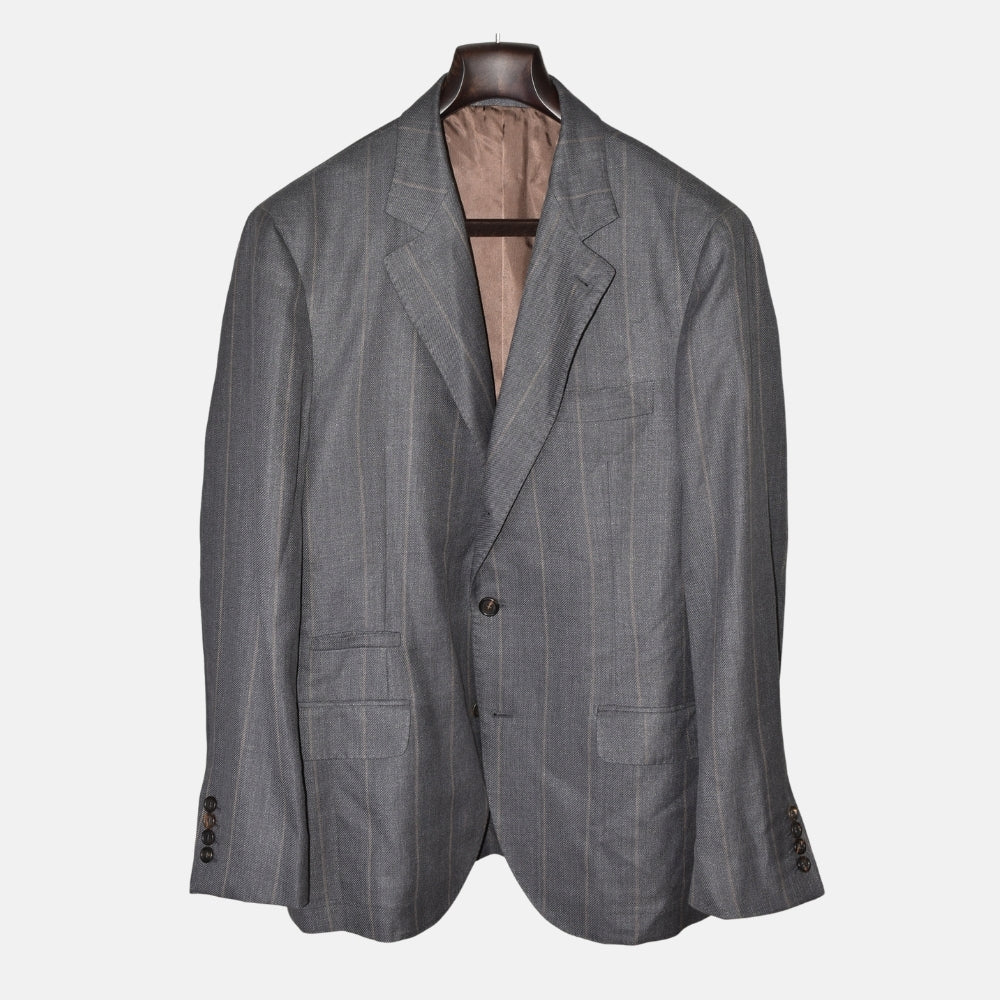 Grey Striped Blazer made of Linen/Wool/Silk (EU 54)