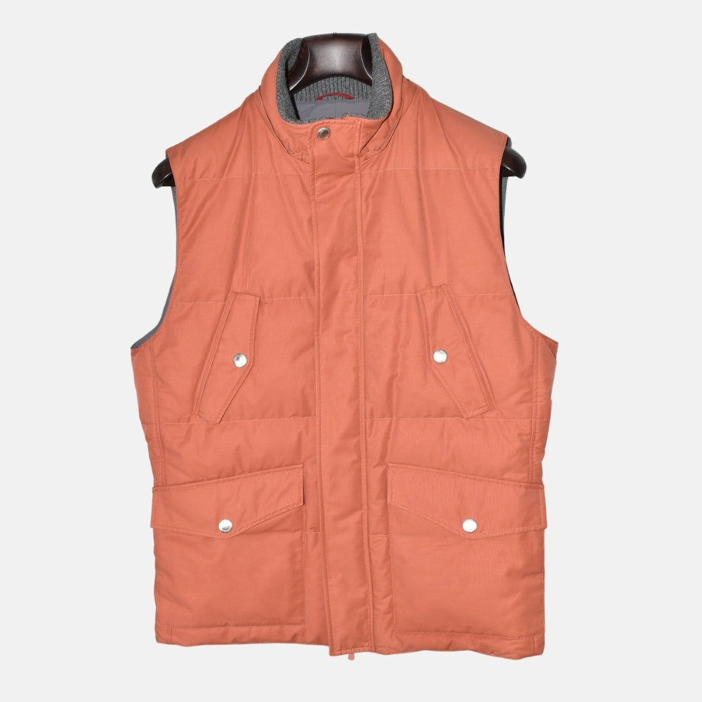 Orange/Grey Down Vest with Cashmere Details (M)