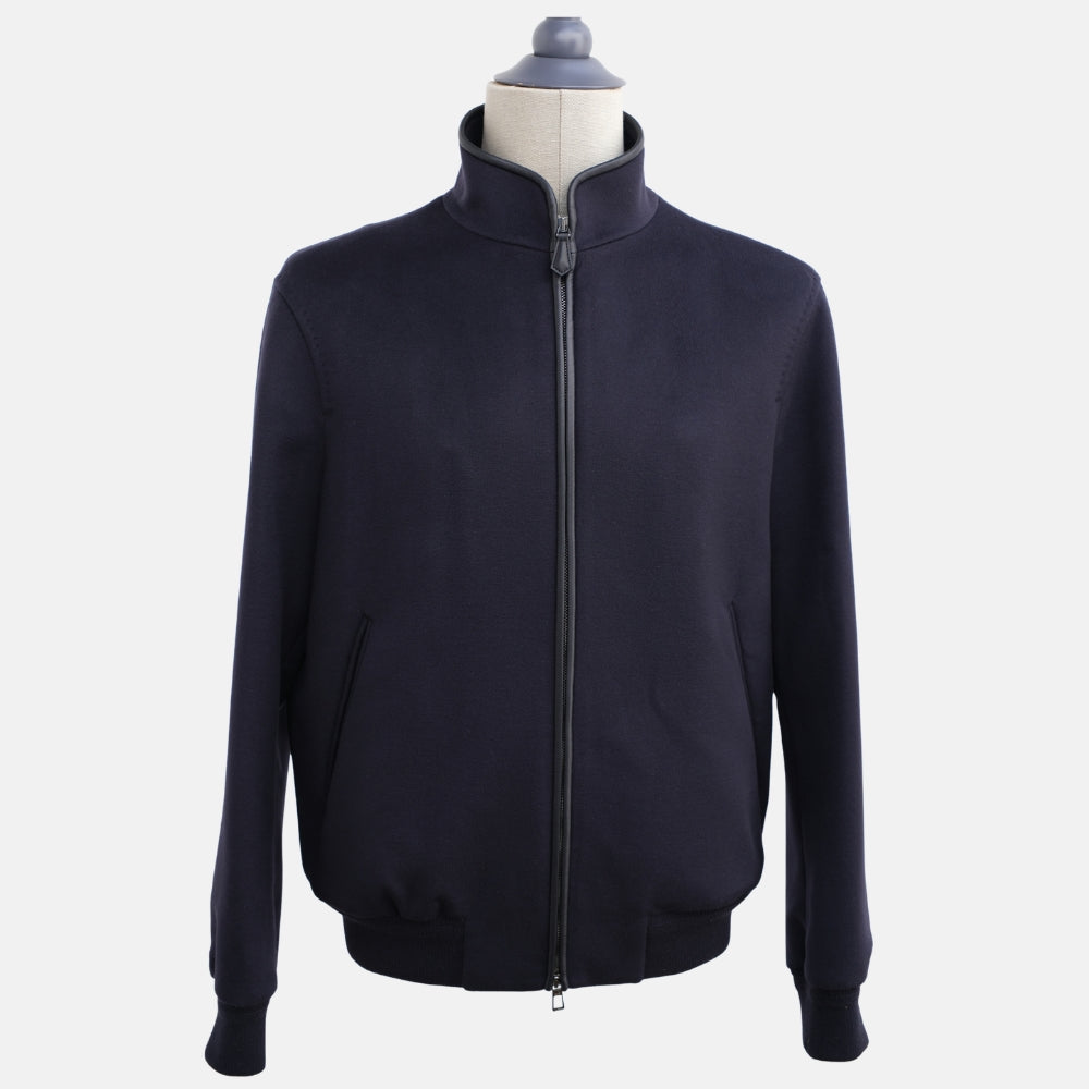 Navy Blue Vicuna Bomber Jacket (EU 48, EU 54)