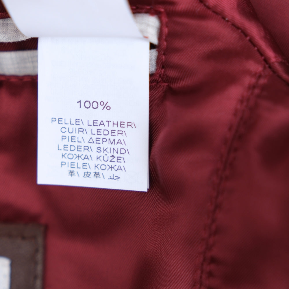 Brown Double-Breasted Leather Pea Coat (M)