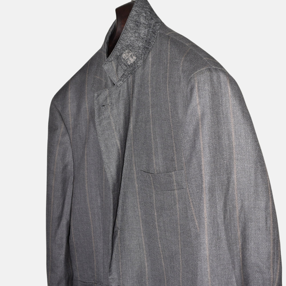 Grey Striped Blazer made of Linen/Wool/Silk (EU 54)