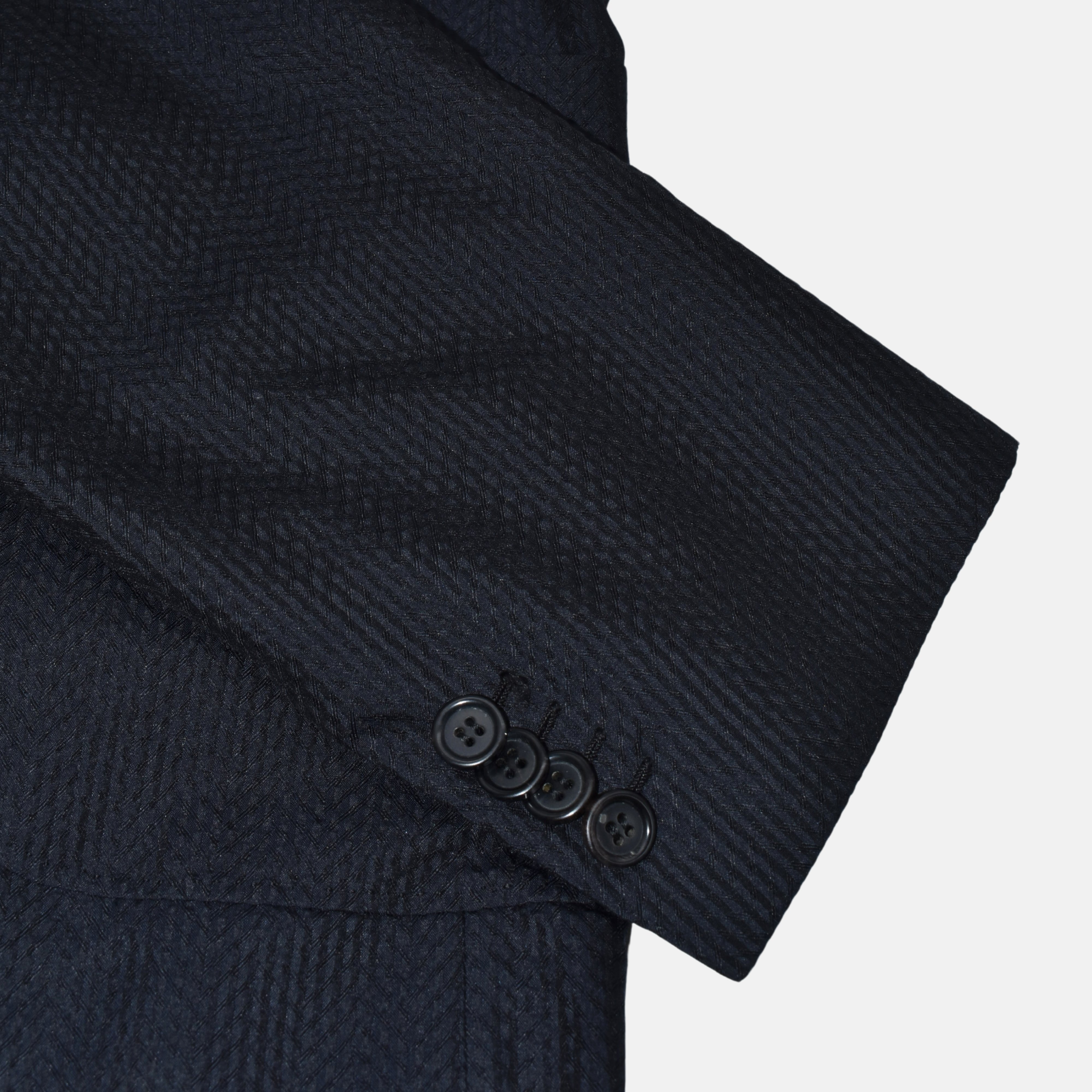 Midnight Blue Seersucker Blazer made of Silk (EU 50, EU 52)