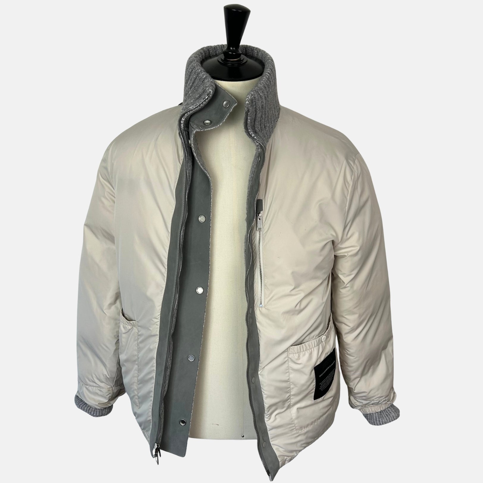 Grey Bomber Jacket made of Cashmere/Leather Details (EU 48)