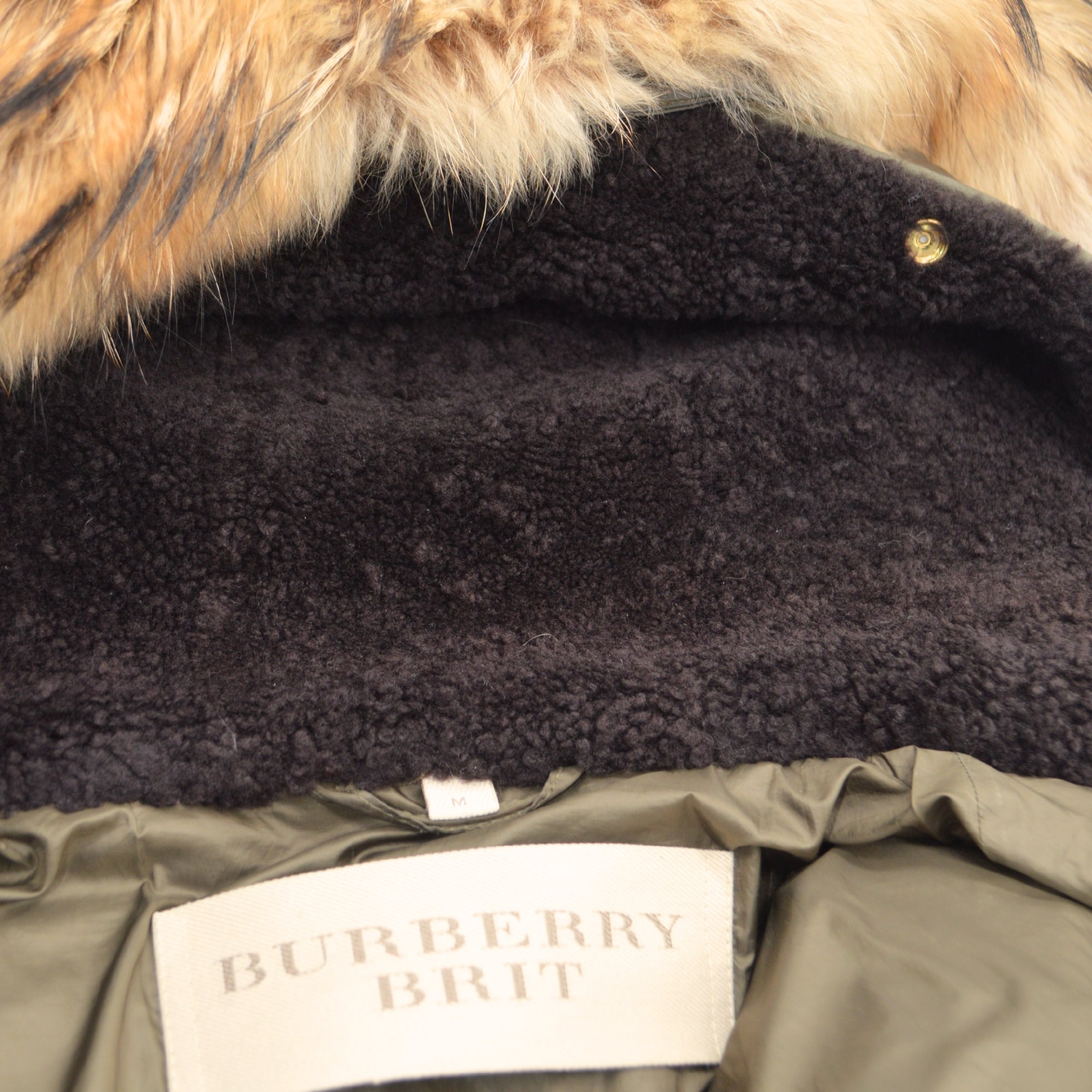 Olive Jacket with Fur and Shearling (M)