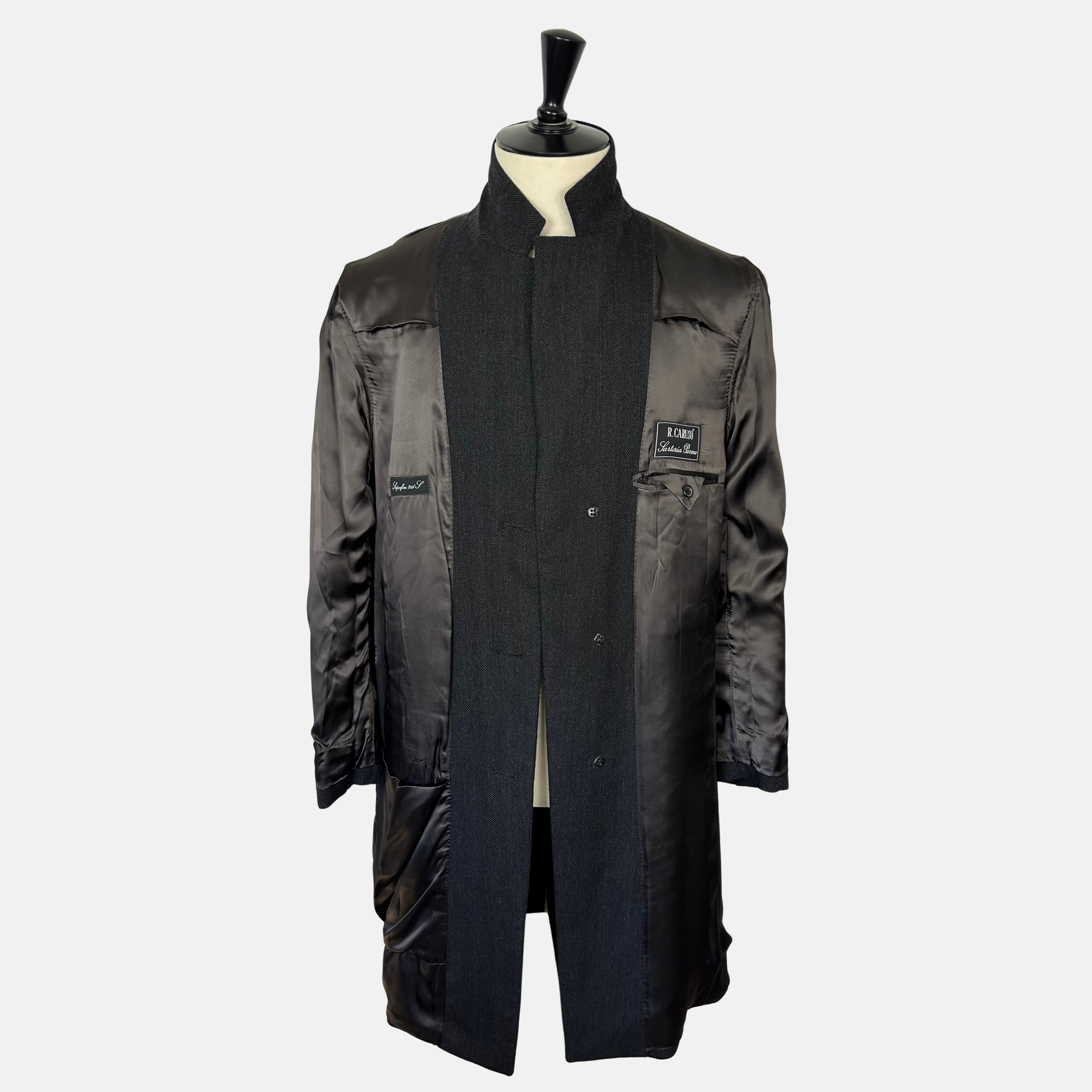 Anthracite Herringbone Coat made of Wool (EU 48)