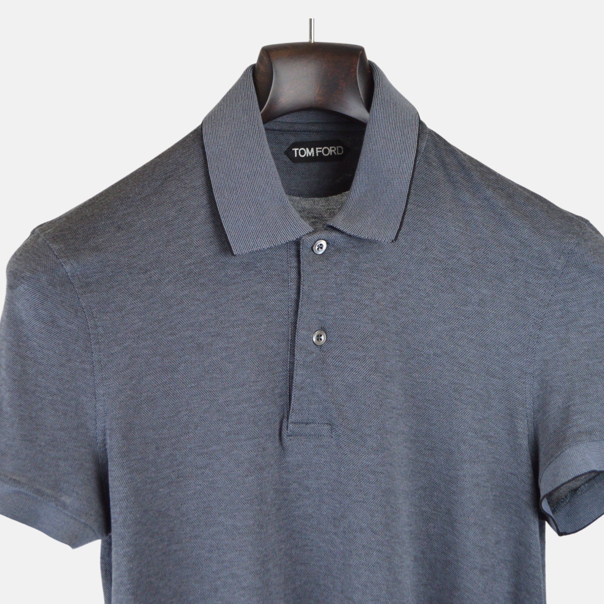 Grey/Black Poloshirt made of Cotton/Viscose/Cashmere (EU 46)