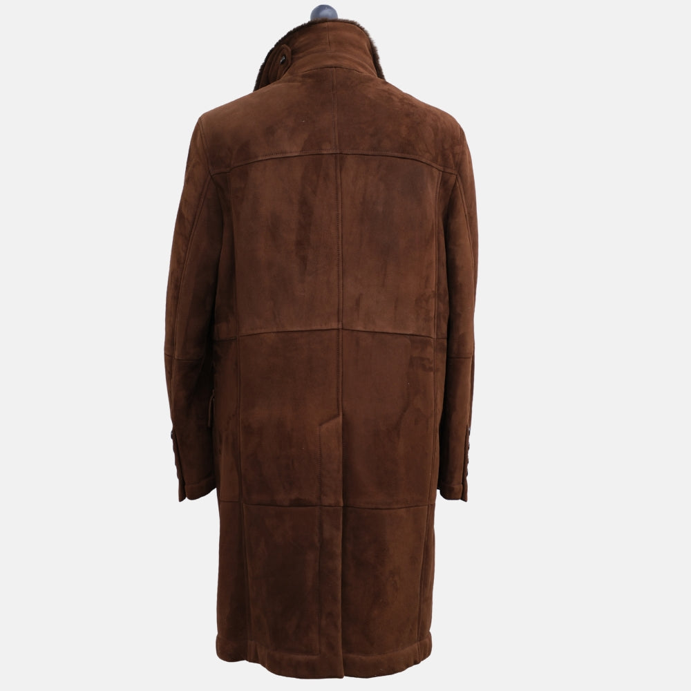 Brown Double-Breasted Shearling Coat (M)