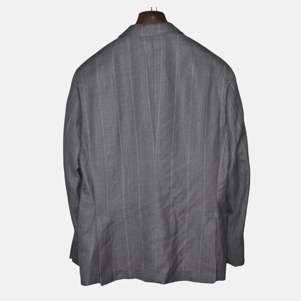 Grey Striped Blazer made of Linen/Wool/Silk (EU 54)