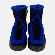 Black/Royal Blue Creeper Boots made of Suede/Lamb Shearling (EU 42)