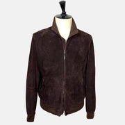 Dark Brown–Burgundy Bomber Jacket made of Suede/Knit/Silk/Nylon/Elastane (EU 56)