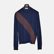Blue-Bordeaux Sweater made of Wool/Polyester (EU 50)