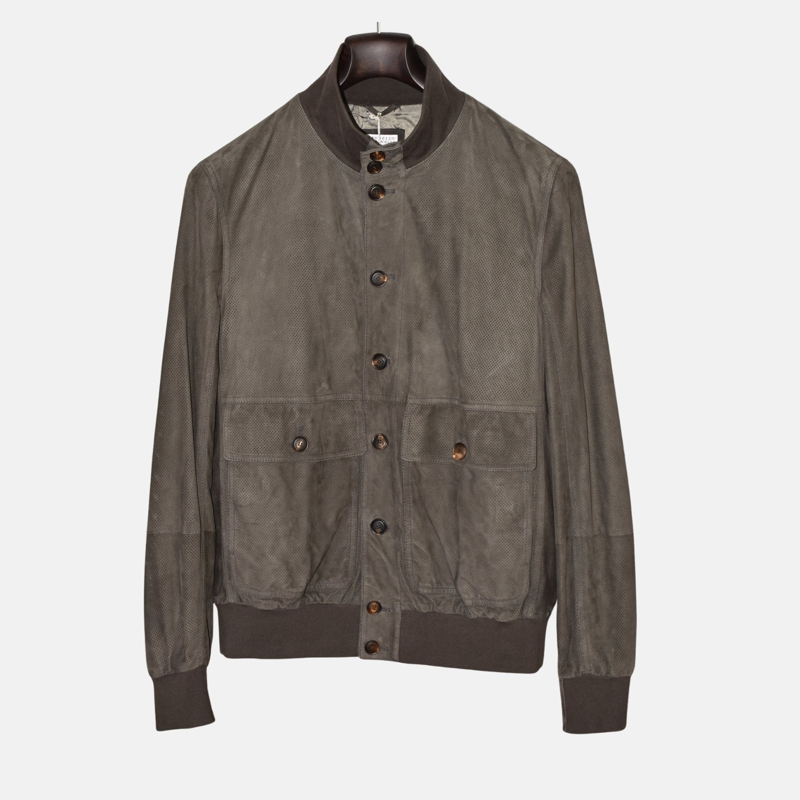 Olive Suede Leather Jacket (L)