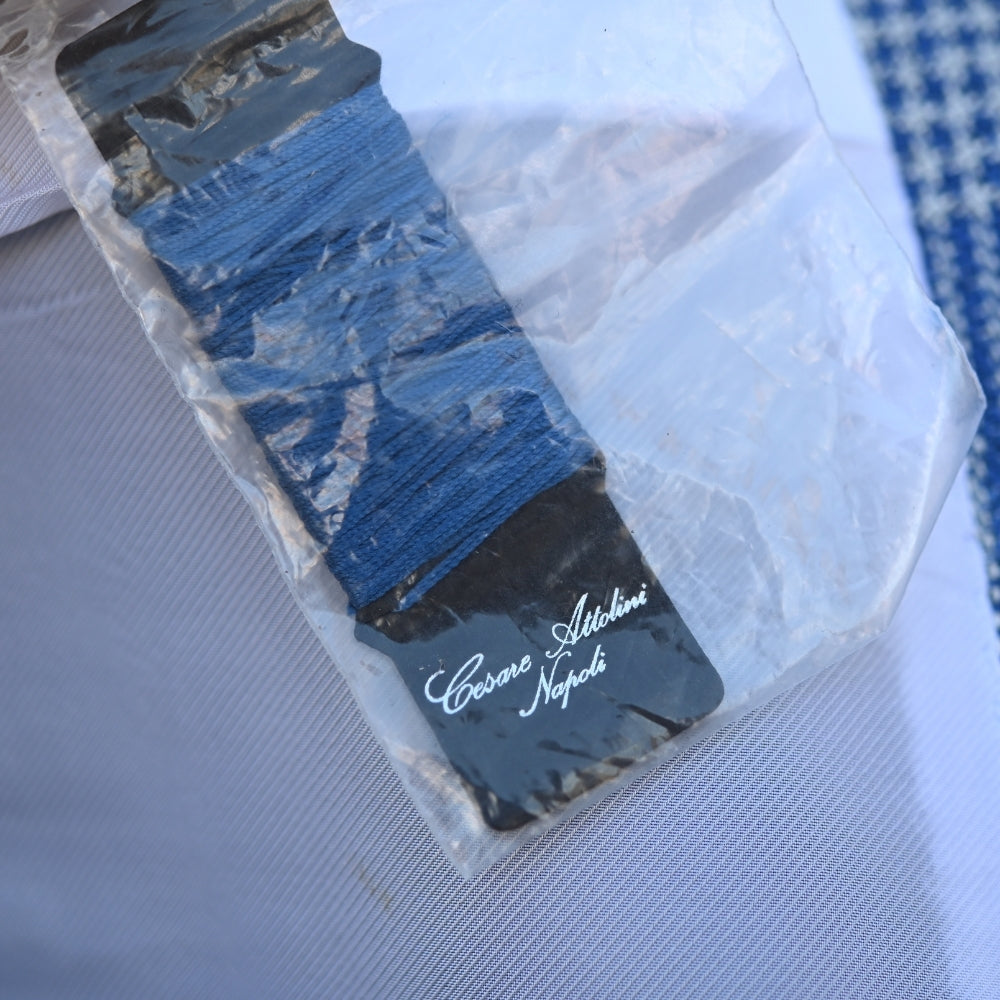 Blue/White Checked Blazer made of Silk/Wool/Linen/Cotton (EU 52)