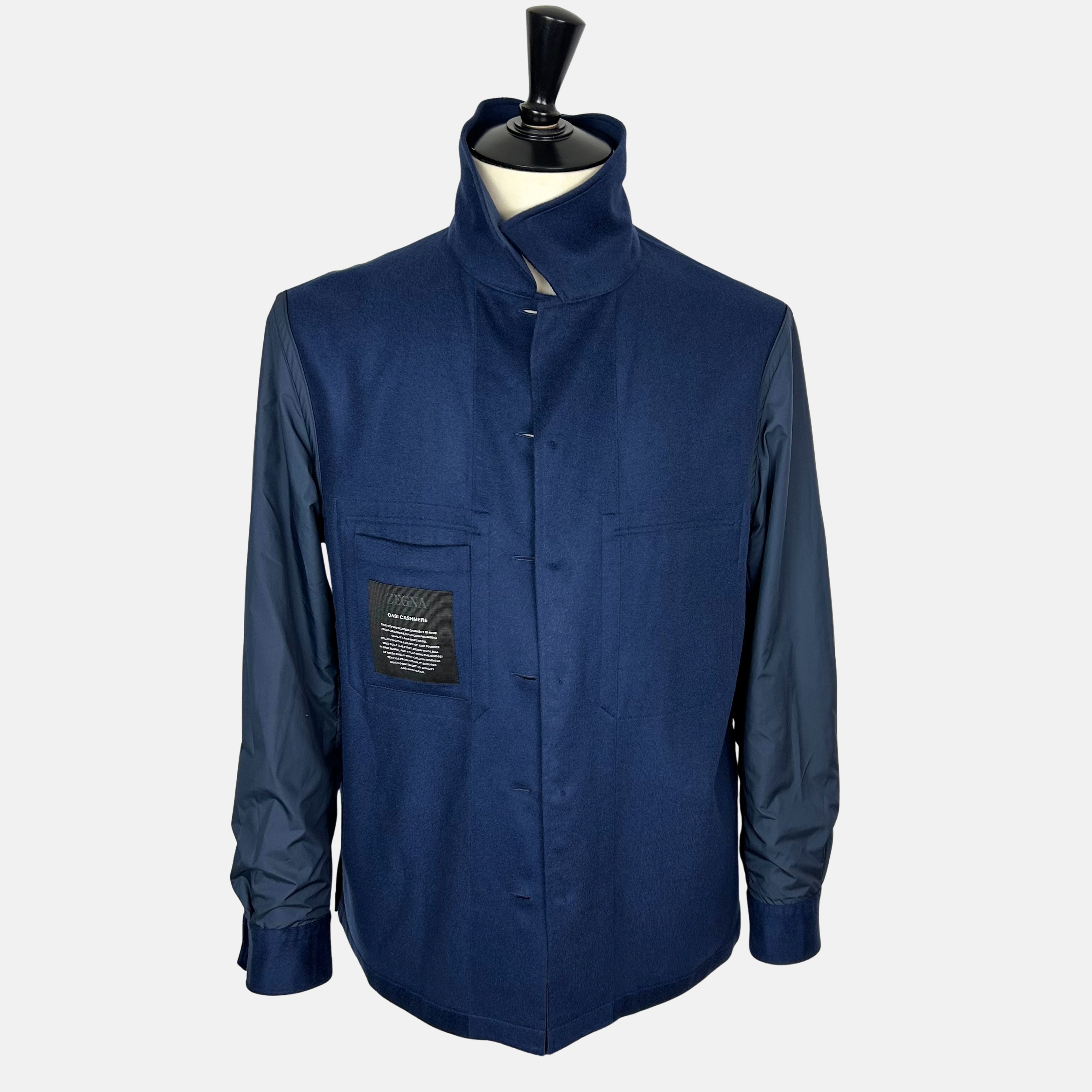 Navy Shirt Jacket made of Cashmere (L)