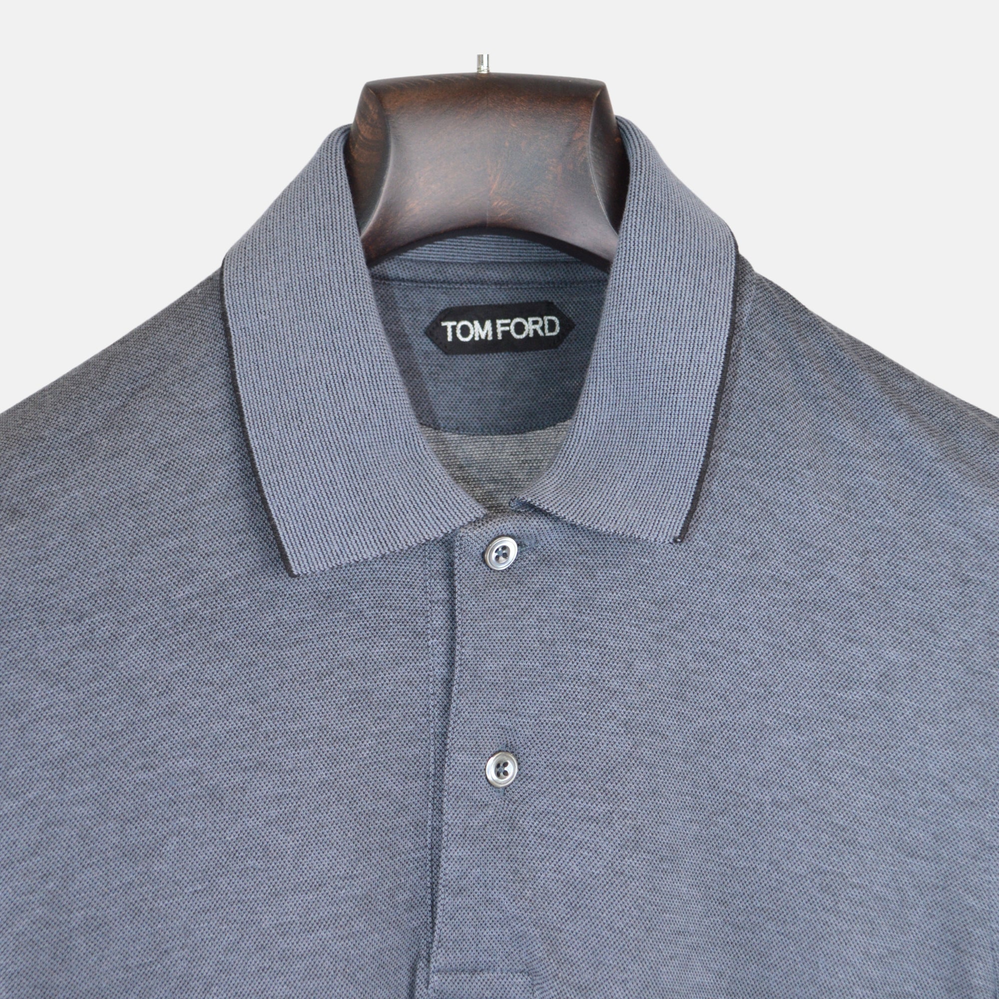 Grey/Black Poloshirt made of Cotton/Viscose/Cashmere (EU 46)