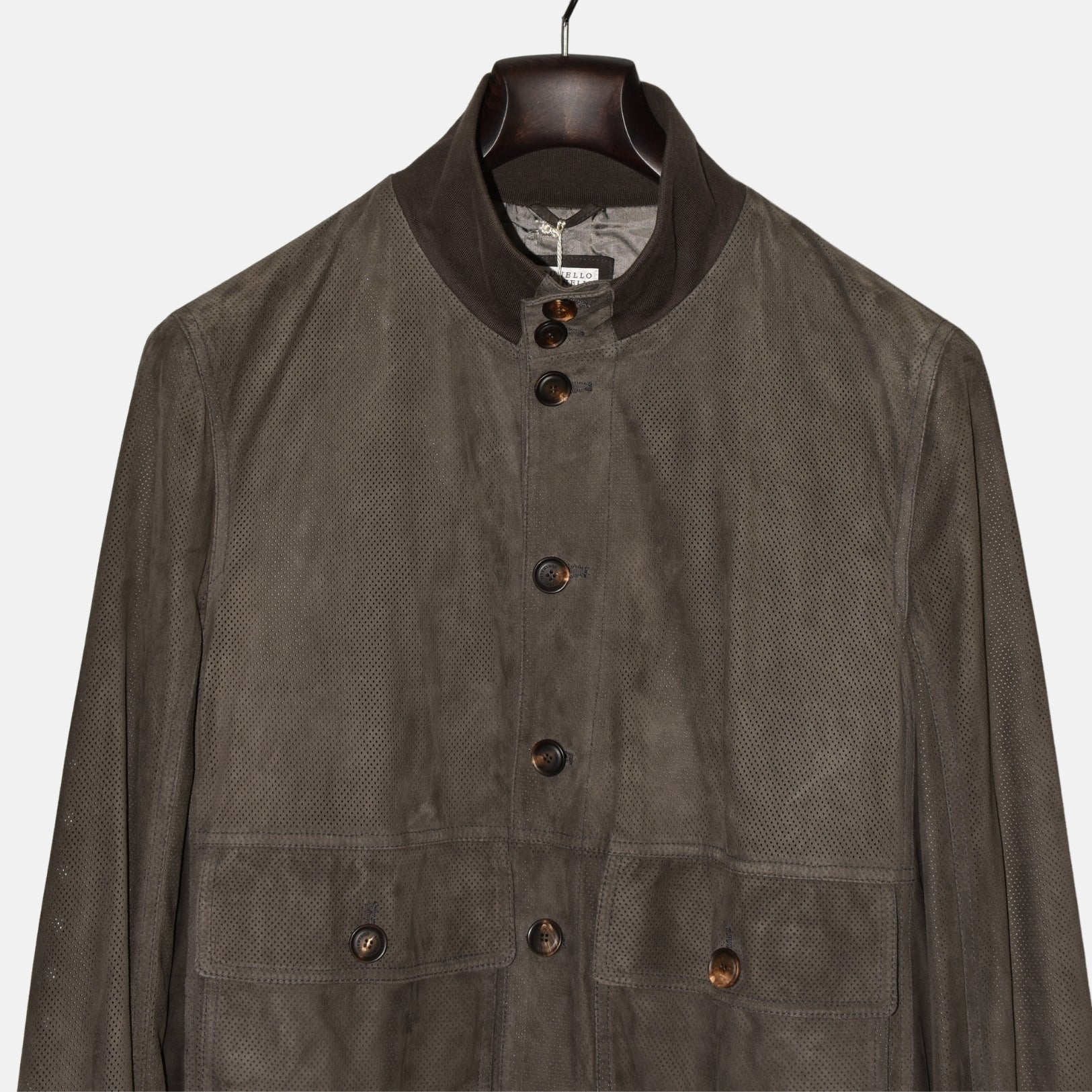Olive Suede Leather Jacket (L)