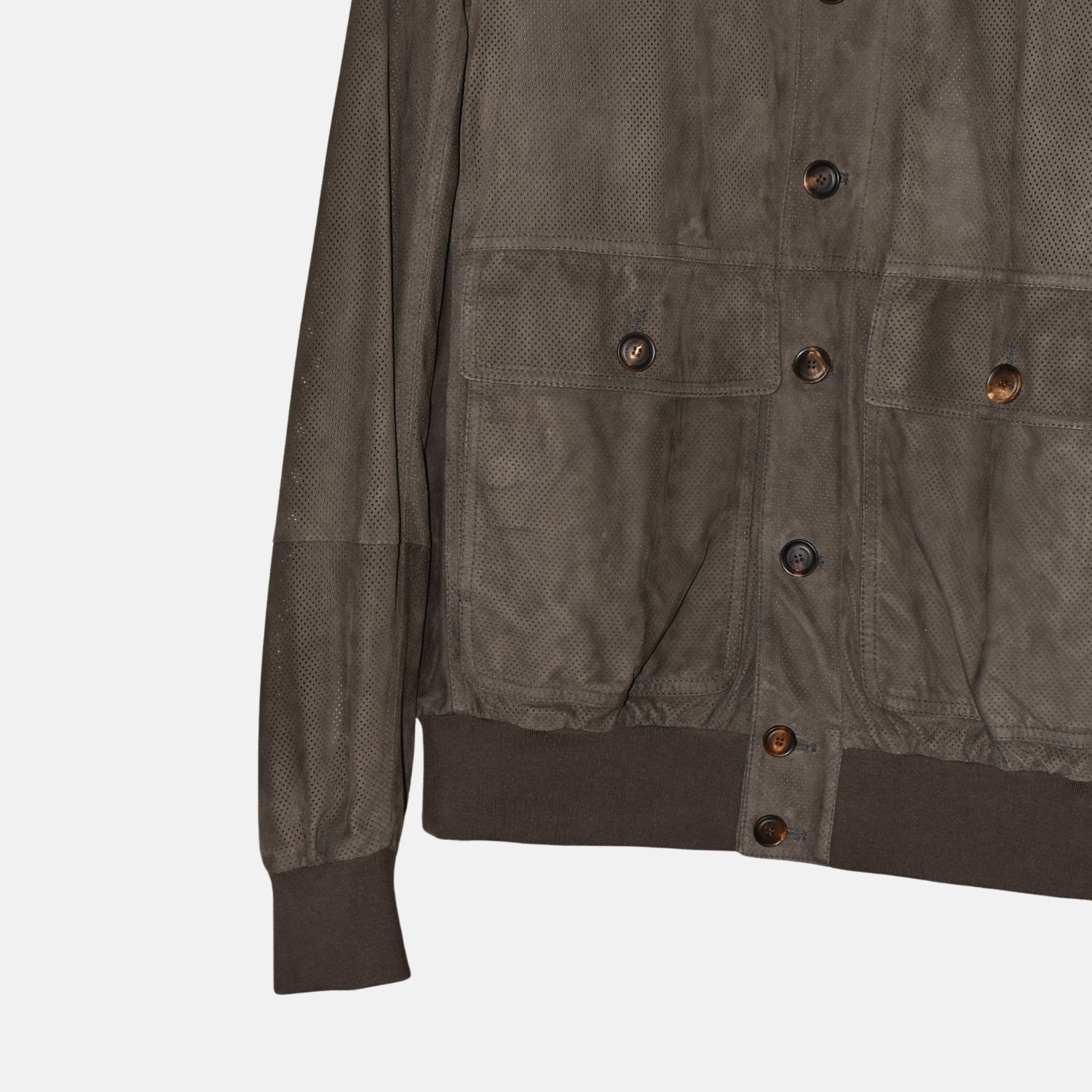 Olive Suede Leather Jacket (L)