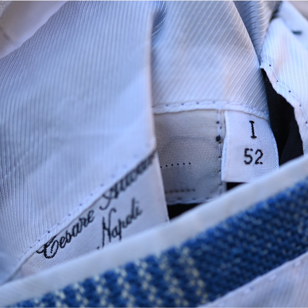 Blue/White Checked Blazer made of Silk/Wool/Linen/Cotton (EU 52)