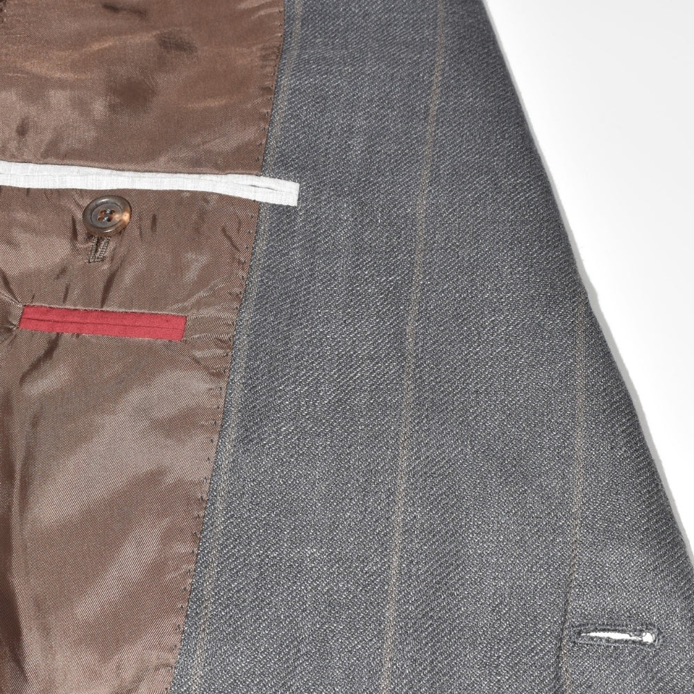 Grey Striped Blazer made of Linen/Wool/Silk (EU 54)