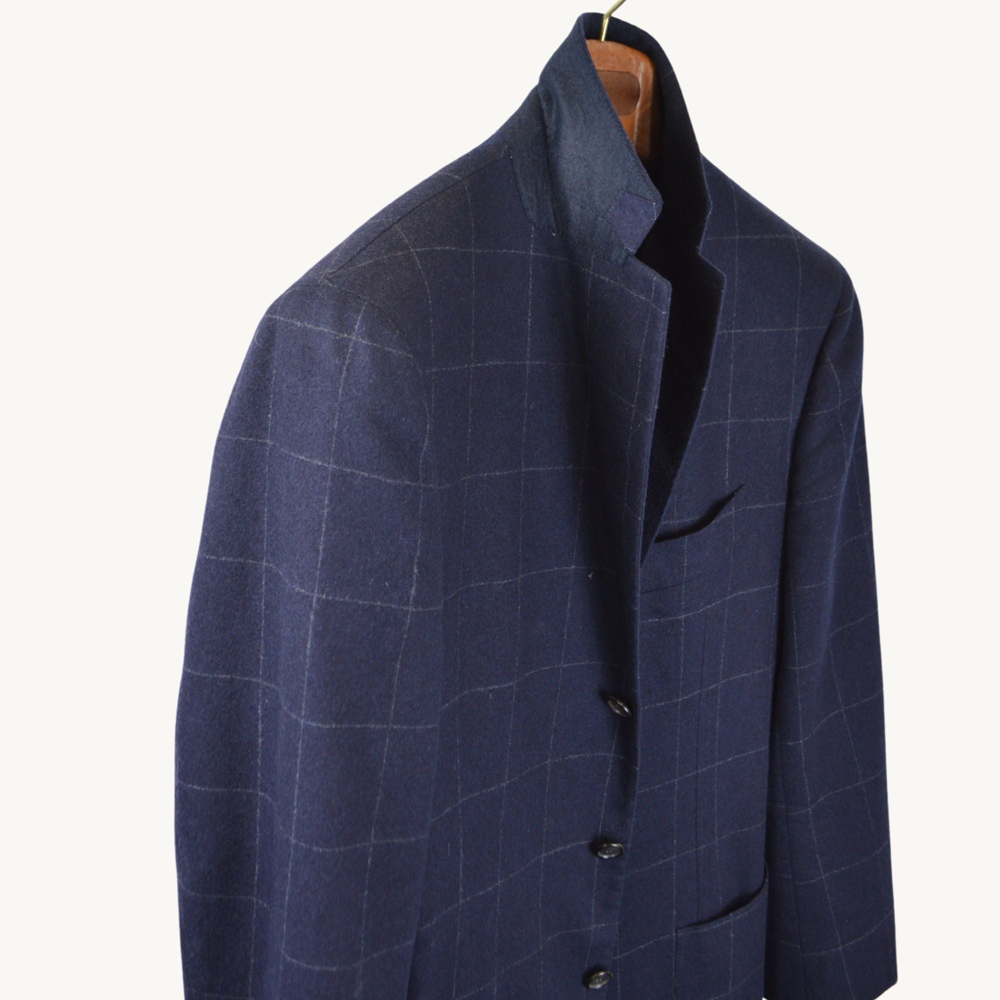 Navy Blue Blazer with Overcheck made of Wool (50)