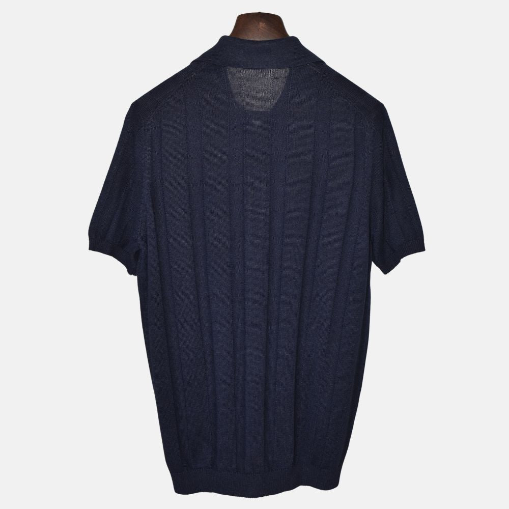 Navy Poloshirt made of Linen/Cotton (EU 52)