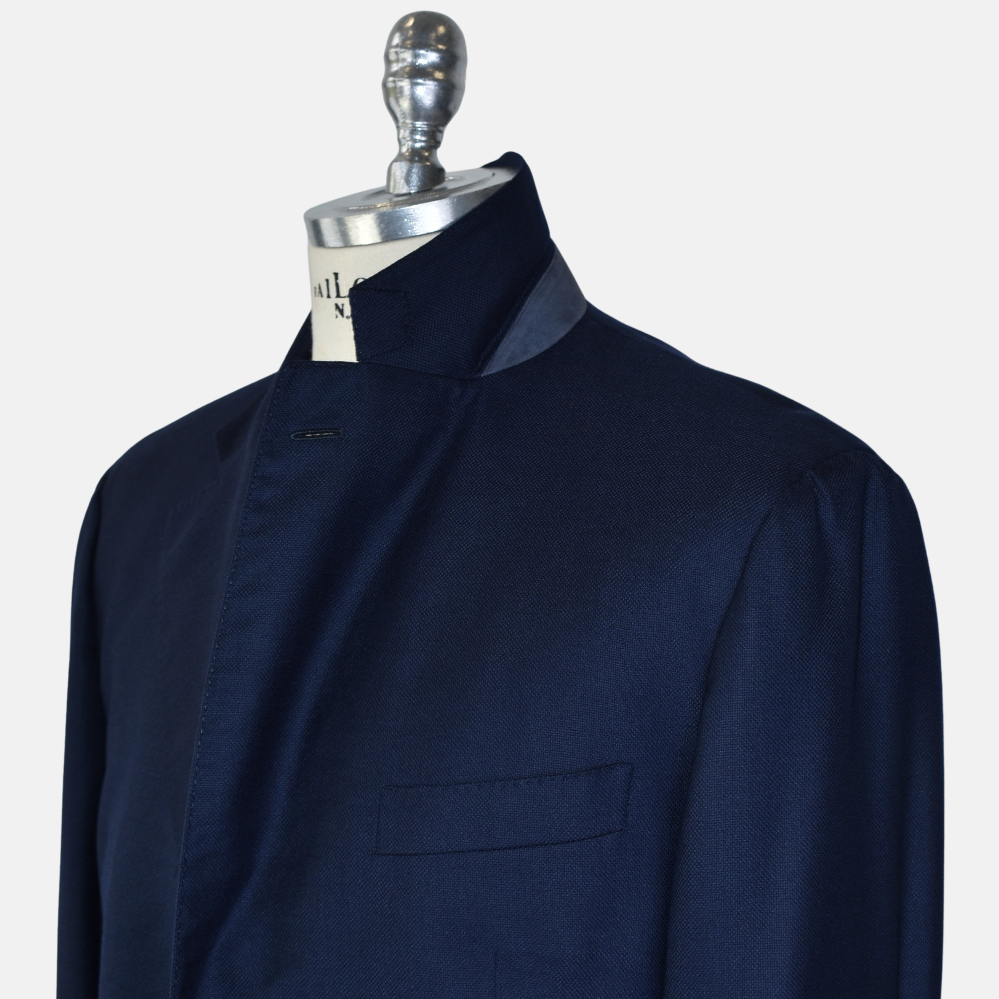 Navy Cashseta Blazer mit Leder-Details aus Kaschmir/Seide (EU 54)