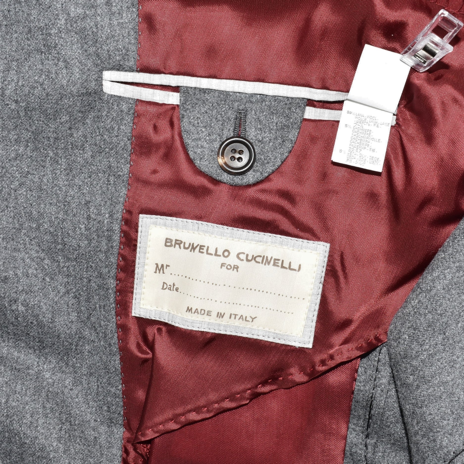 Gray Double-Breasted Blazer Wool/Cashmere/Silk (EU 50)