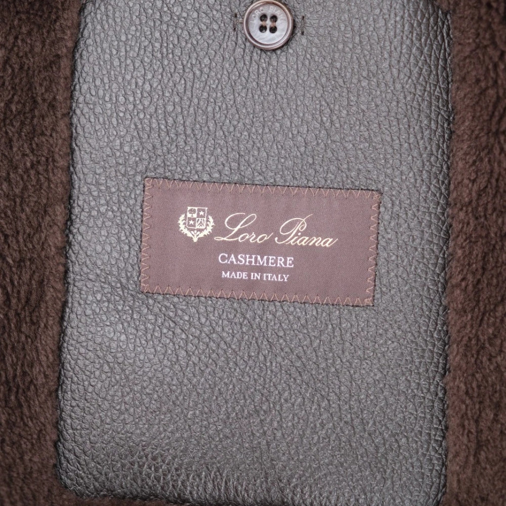 Navy Blue Hooded Beaver Lined Cashmere Jacket (L)