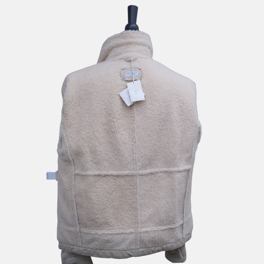 Taupe Jacket made of Sheepskin (L)