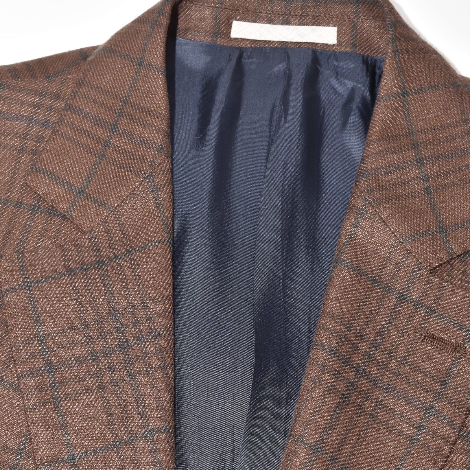 Brwon Checked Suit made of Linen/Wool/Silk (EU 46)