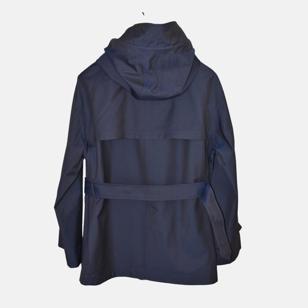 Navy Hooded Rain Jacket made of Virgin Wool/Polyamide (L)