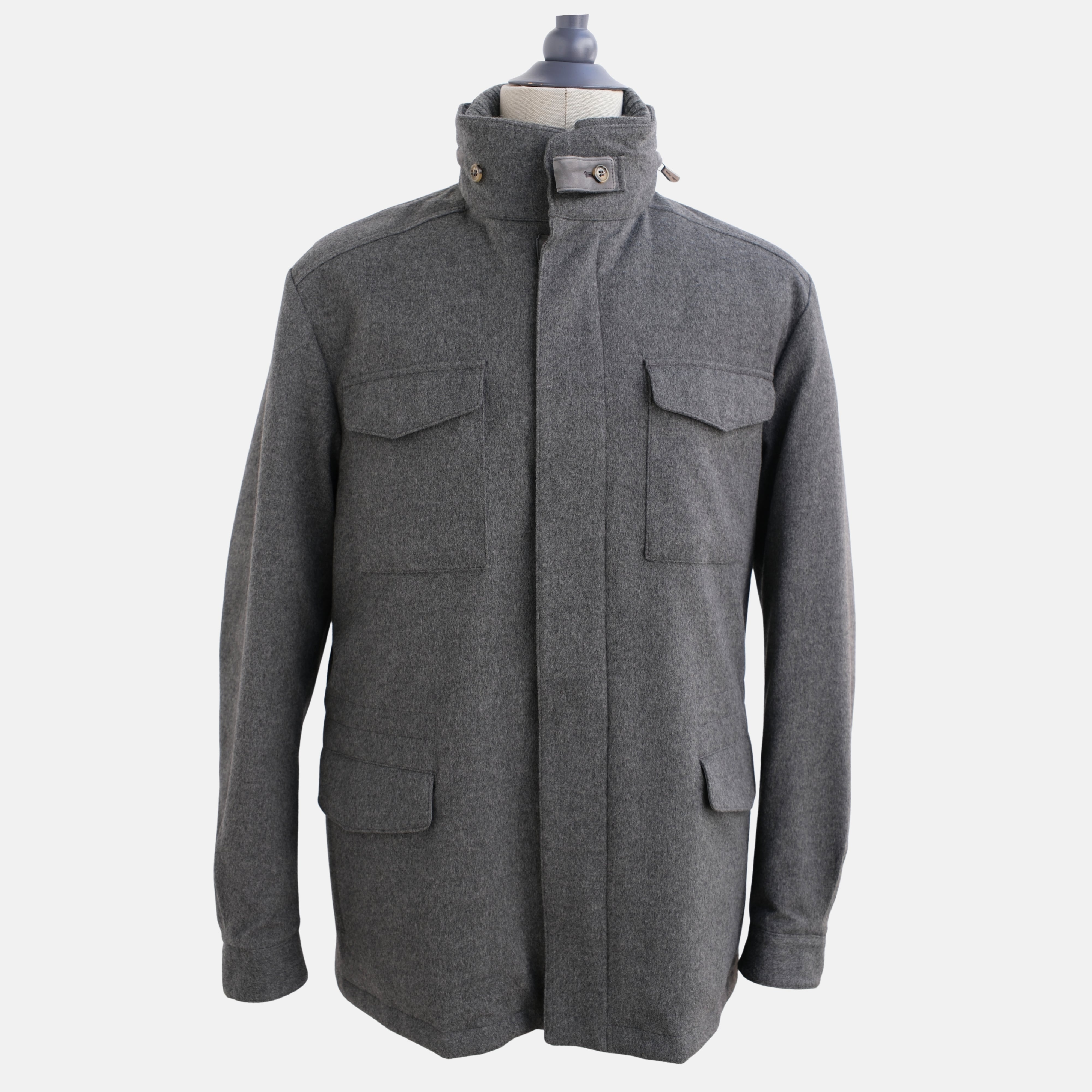 Gray Down/Storm System Jacket made of Virgin Wool/Cashmere/Suede Details (EU 52)