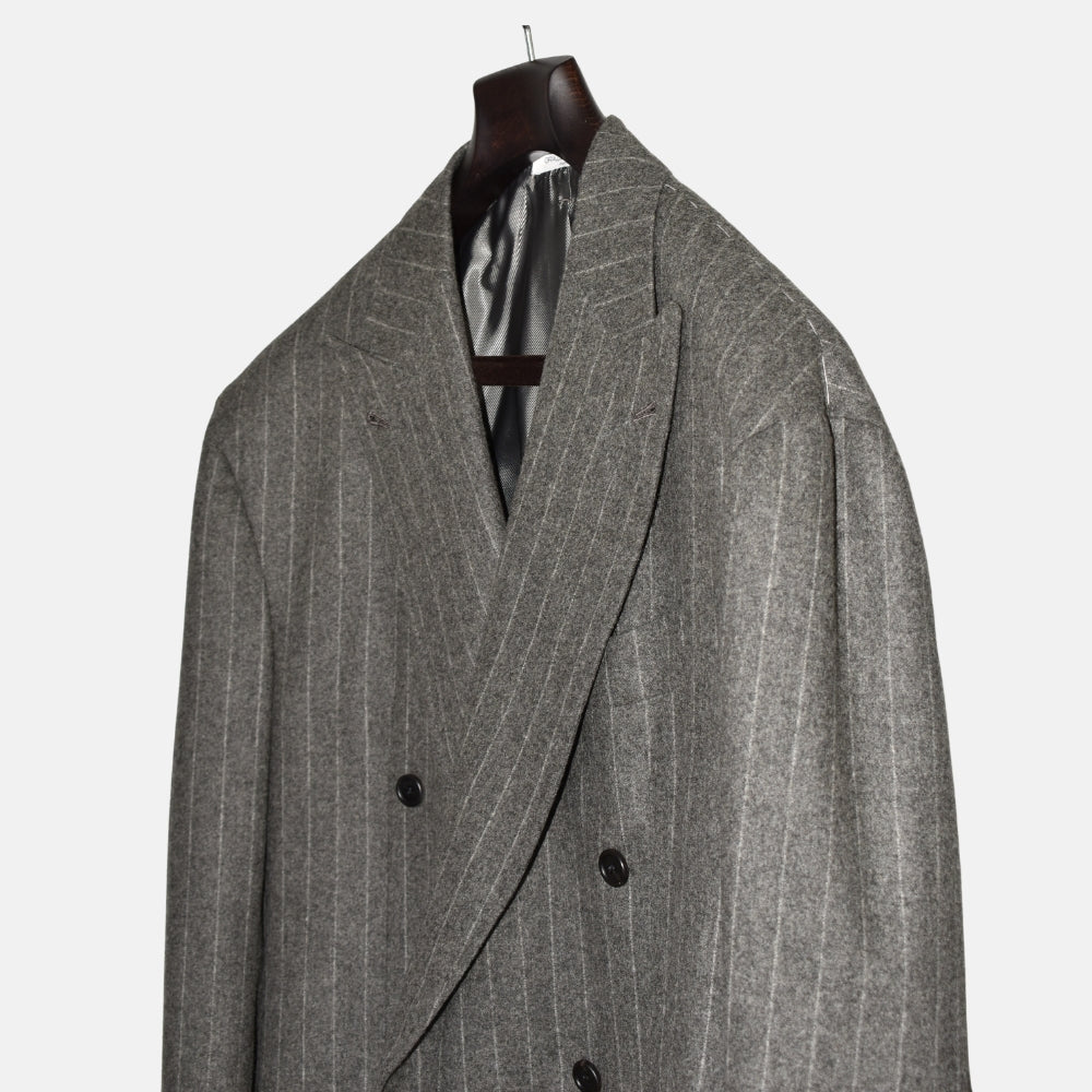 Grey Chalkstripe Double-Breasted Blazer made of Wool (EU 64)