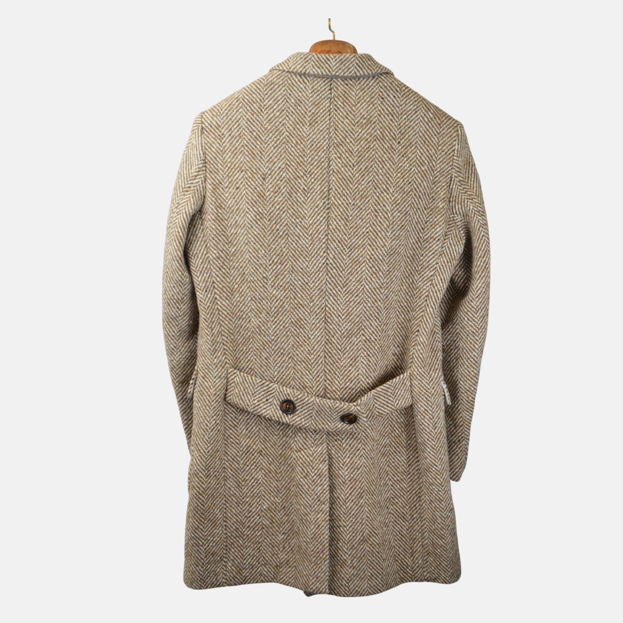 Beige Fischgrat Coat made of Wool (50)